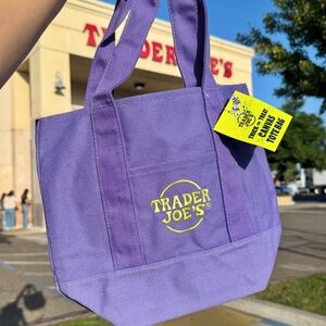 💜Trader Joe’s Halloween Trick or Treat mini canvas tote in Purple💜